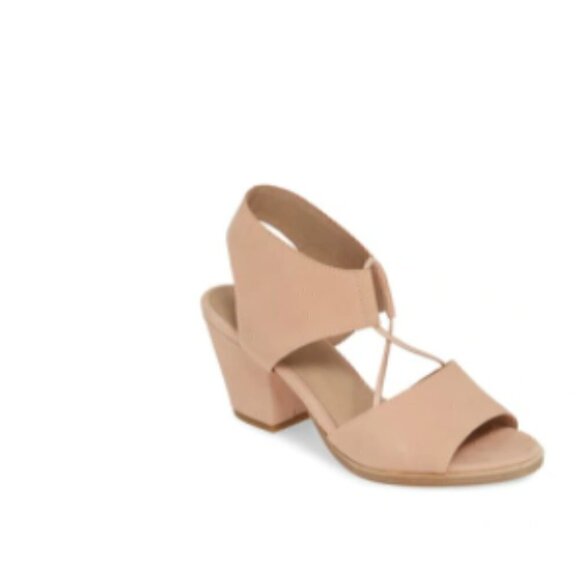 Eileen Fisher Doe Sandal In Blush Tumbled Nubuck Leather - Picture 1 of 16